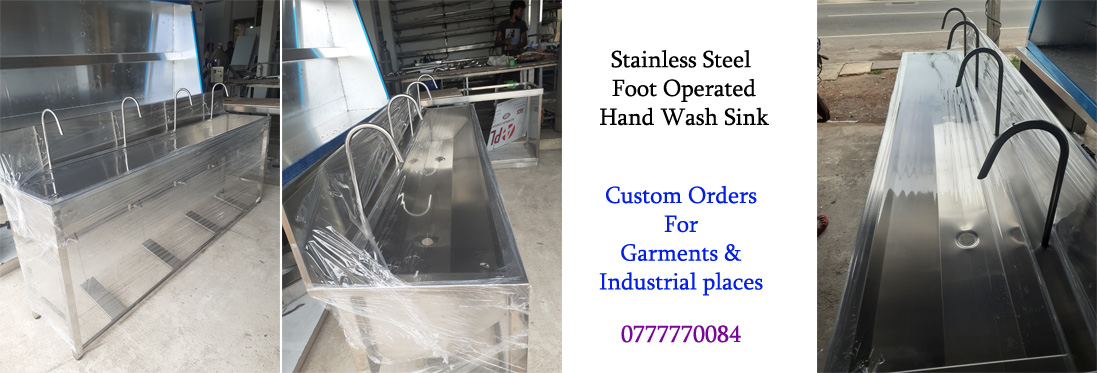 Stainless Steel foot operatd handwash sink for sale in Sri Lanka
